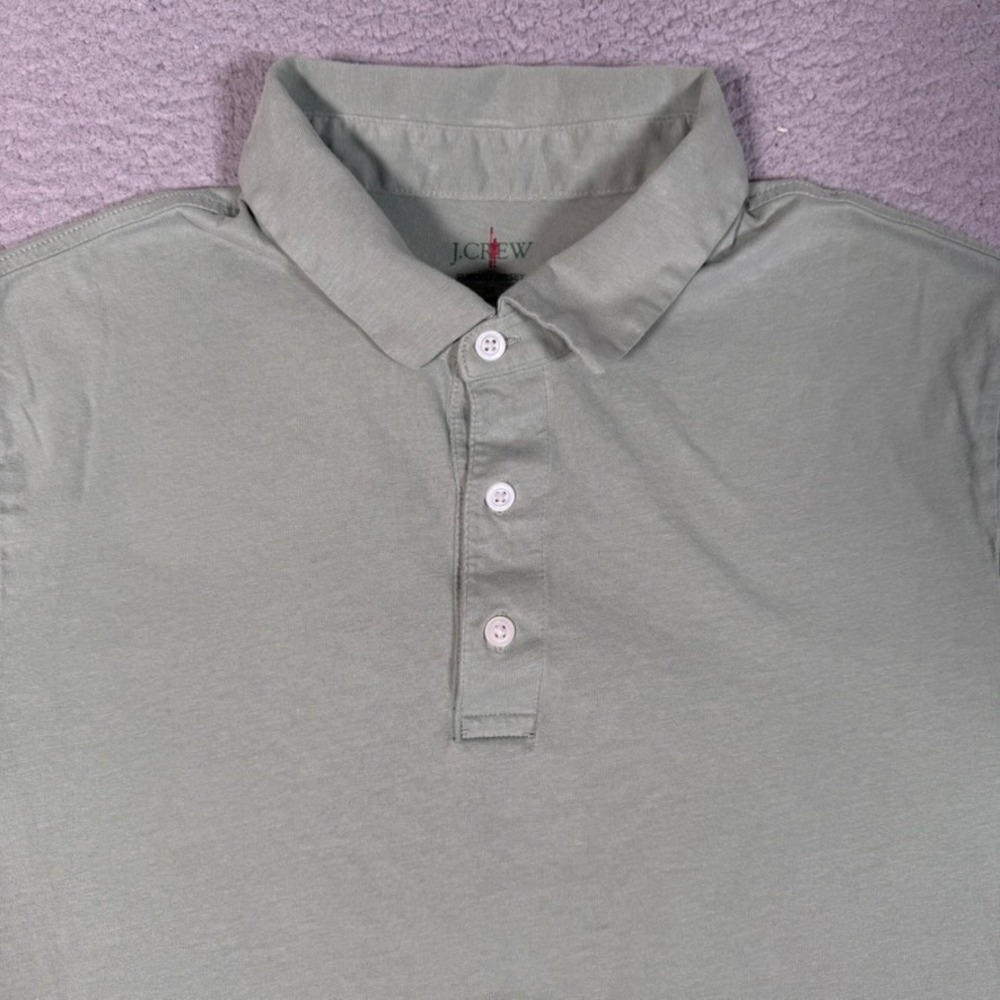 J Crew Oarsman Shirt Mens Medium Green Sueded Golf Polo Casualwear Preppy Logo